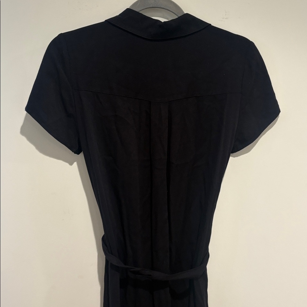 New Look Classic Black Belted Midi Collared Short Sleeve Work Dress Size 6 - Picture 7 of 7